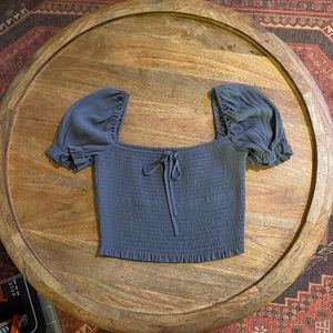 Aritzia Wilfred Smocked Puff Sleeve Blouse